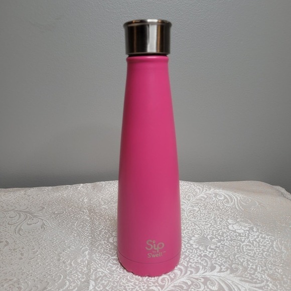 Sip by Swell Pink Water Bottle 15 oz Double Wall Stainless Steel Screw On Cap - Picture 1 of 12
